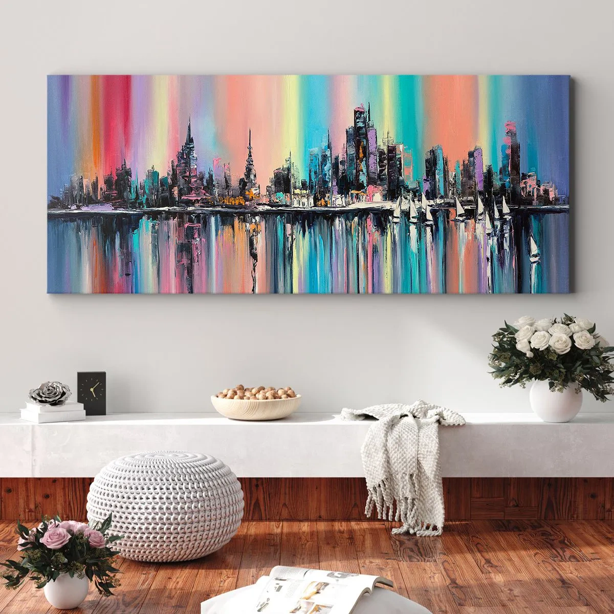 Lærredstryk - Billede på lærred - Skinne nattens lys - 100x40 cm