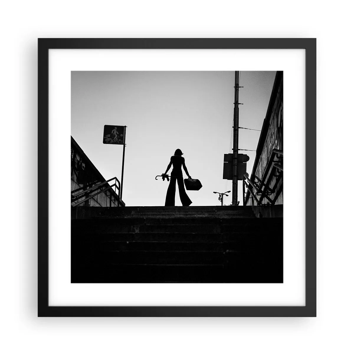 Plakat i sort ramme - Vandring i byen - 40x40 cm