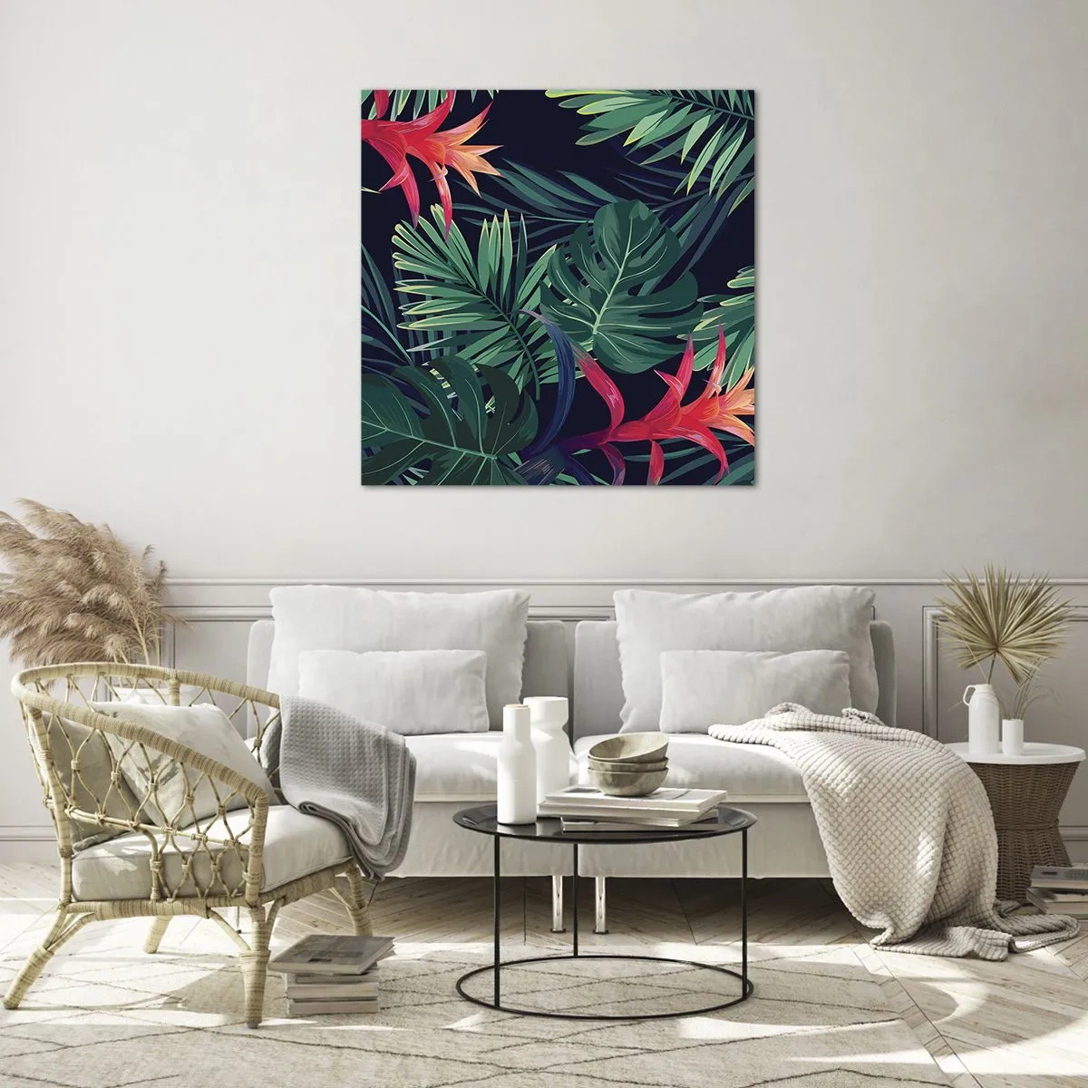 Billede på glas - Brænd i grønt - 70x70 cm