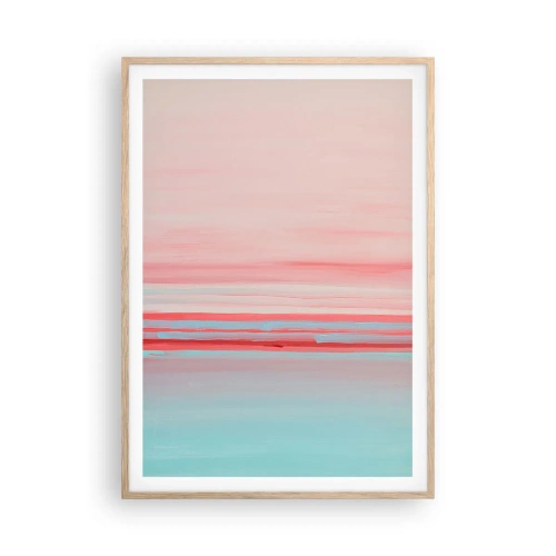 Plakat i ramme af lyst egetræ - Abstraktion ved daggry - 70x100 cm