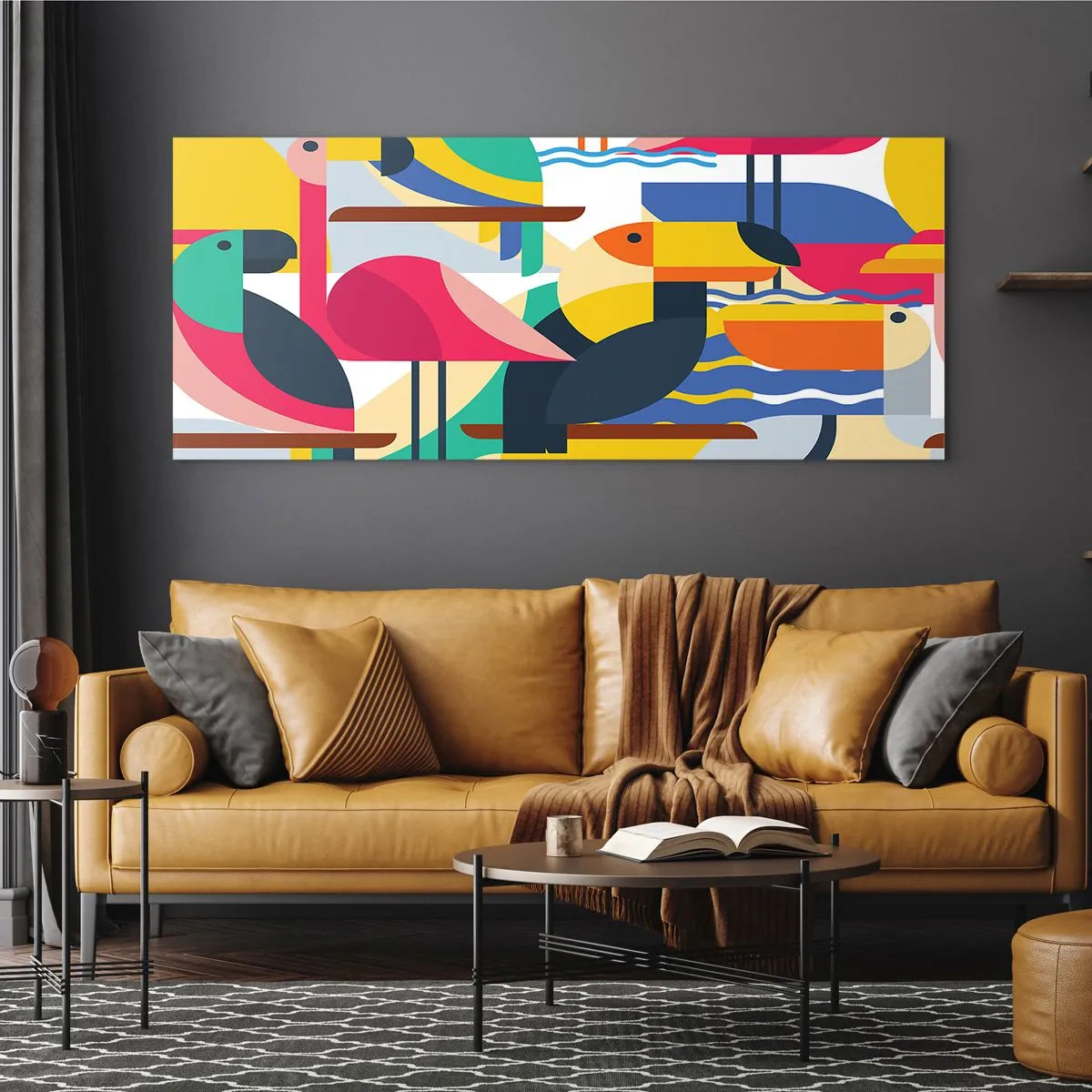 Billede på glas - Fuglefest - 100x40 cm