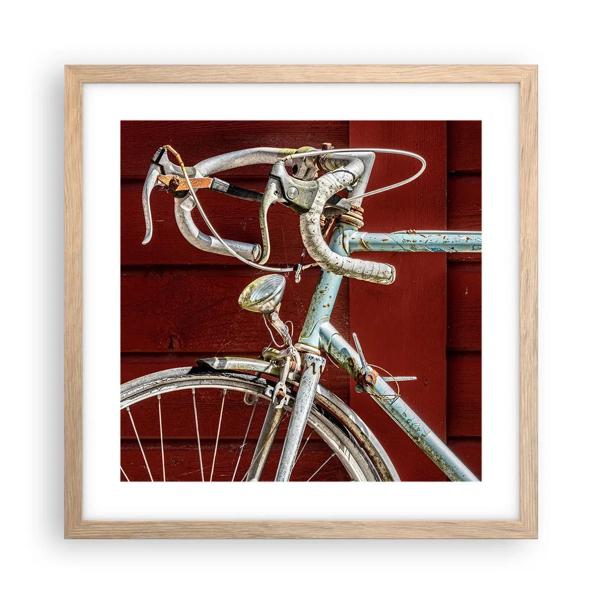 Plakat i ramme af lyst egetræ - Skabt til at sejre - 40x40 cm