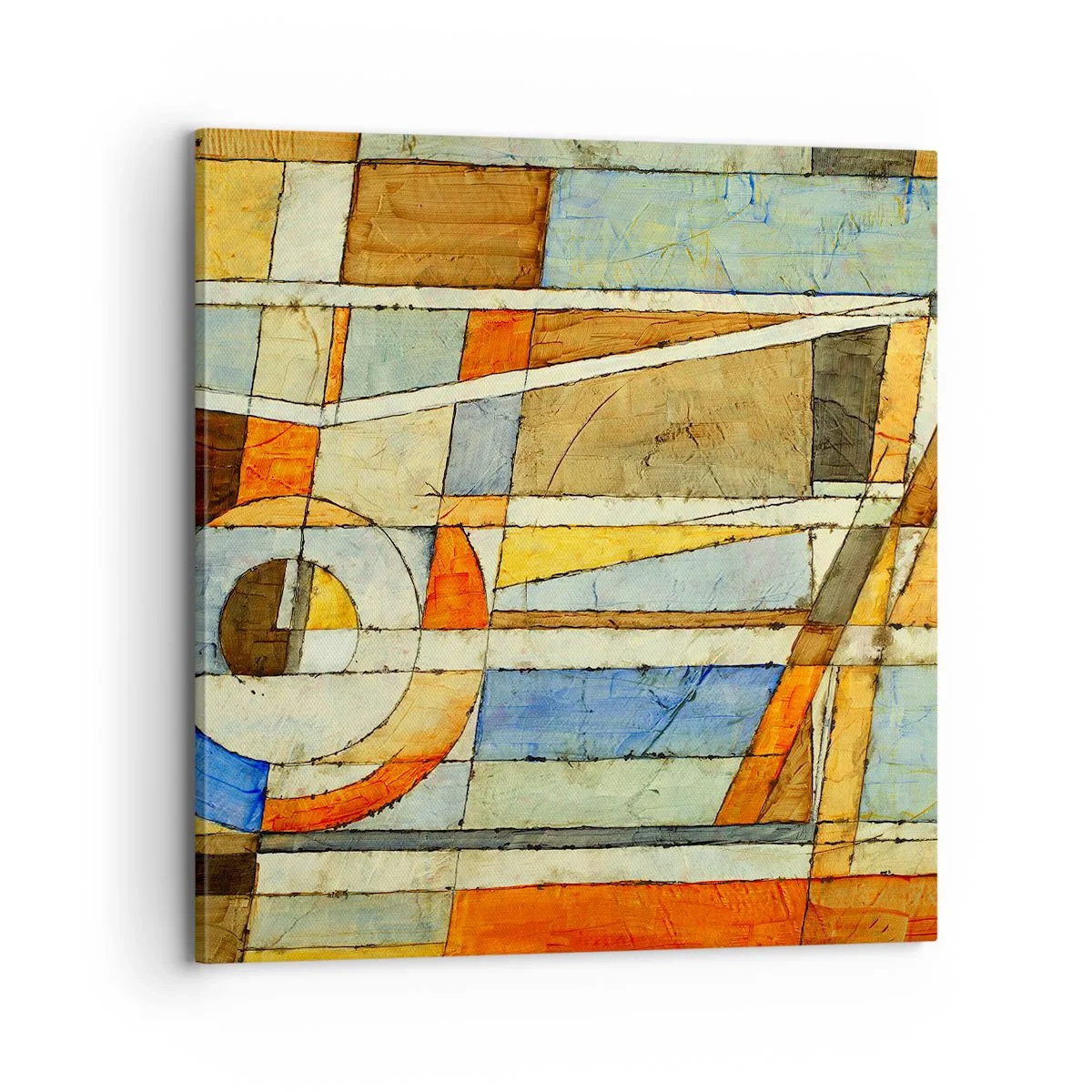 Lærredstryk - Billede på lærred - Kubisme på en byggeplads - 70x70 cm