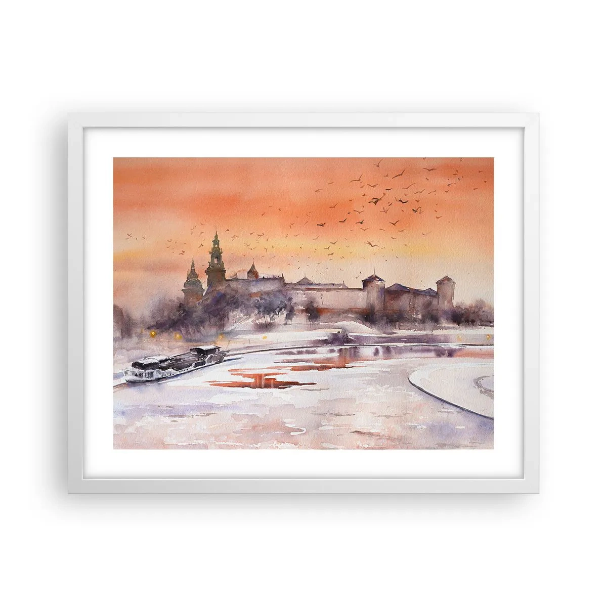 Plakat i hvid ramme - Kongelig solnedgang - 50x40 cm