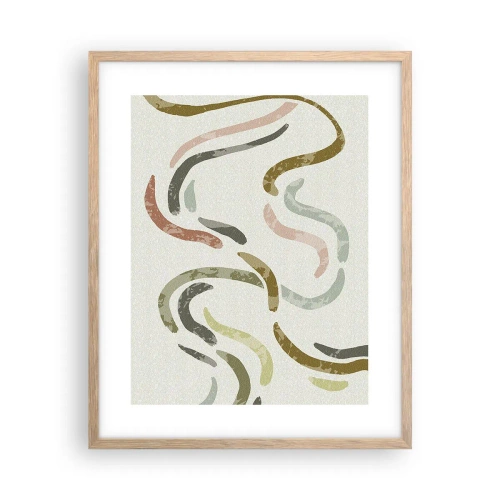 Plakat i ramme af lyst egetræ - Abstraktionens glade dans - 40x50 cm