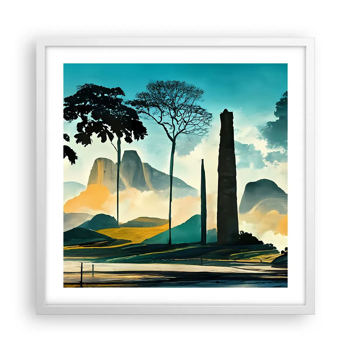 Plakat i hvid ramme - Stadig højere og højere - 50x50 cm