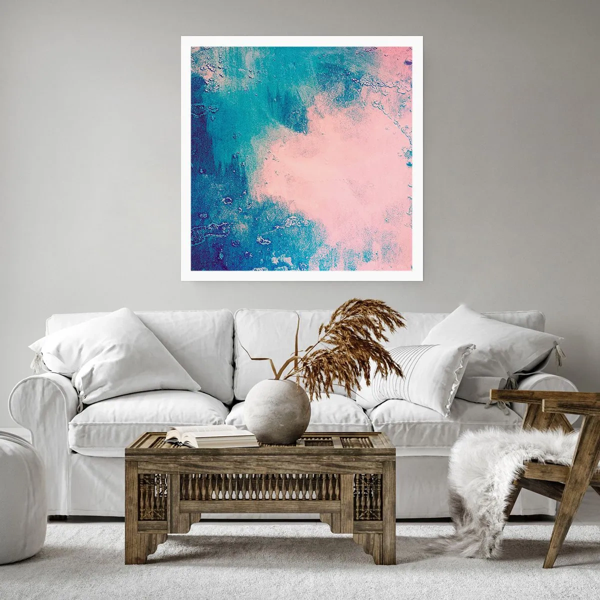 Plakat - Blå omfavnelse - 50x50 cm