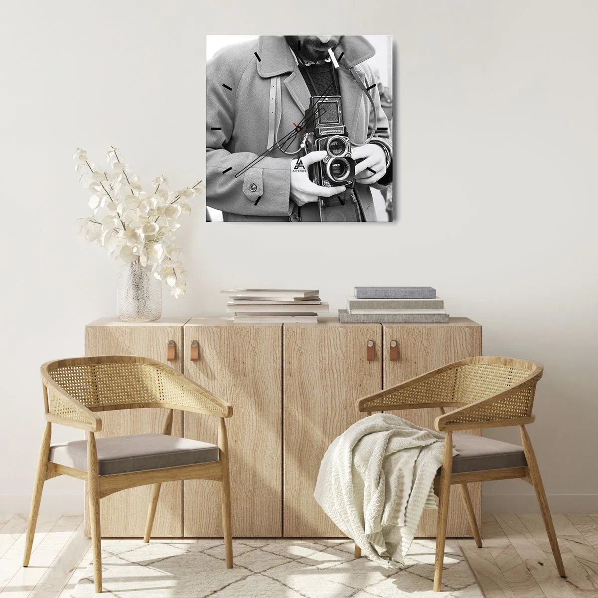 Vægur, Uret - I retro stil - 40x40 cm