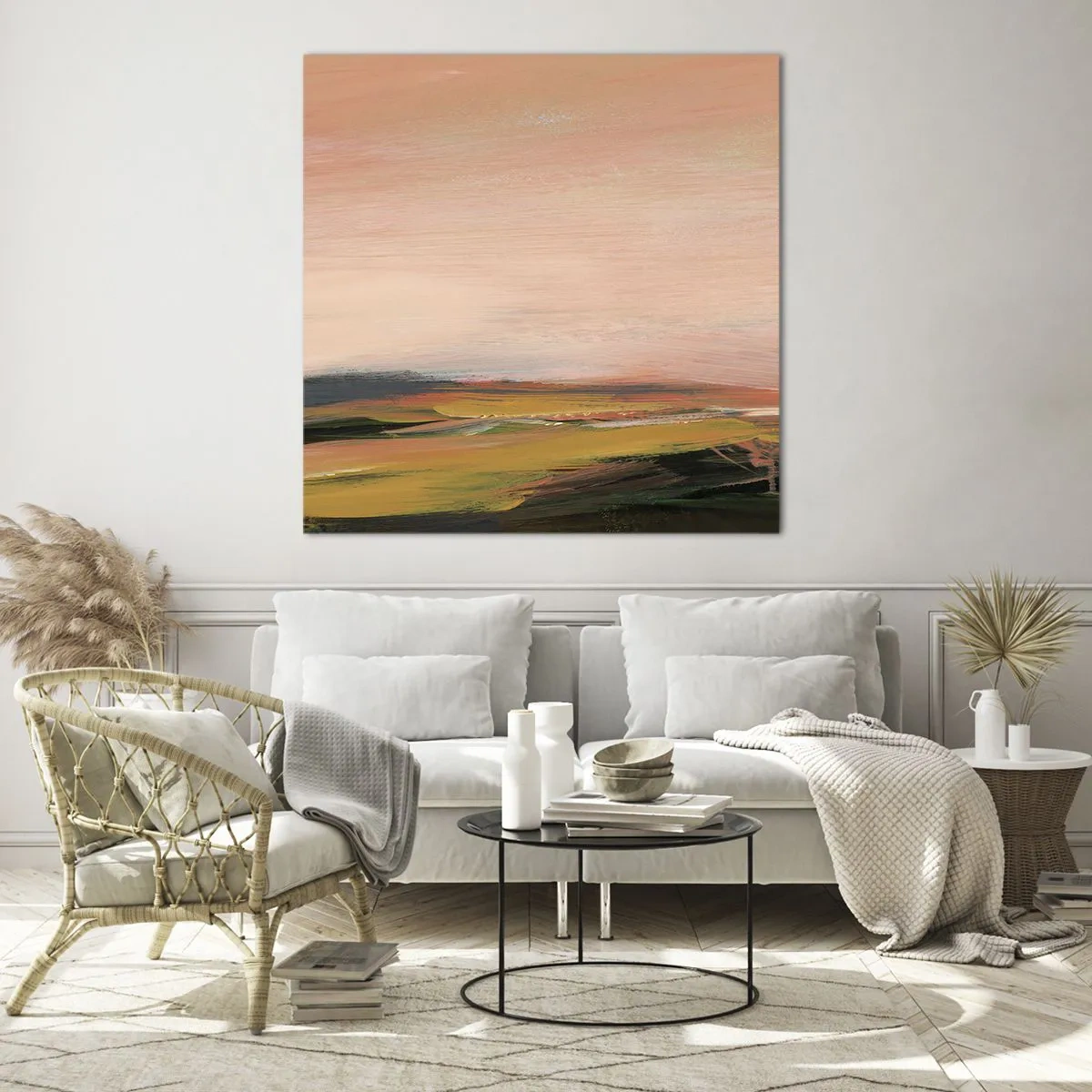 Billede på glas - I lyserøde toner - 70x70 cm