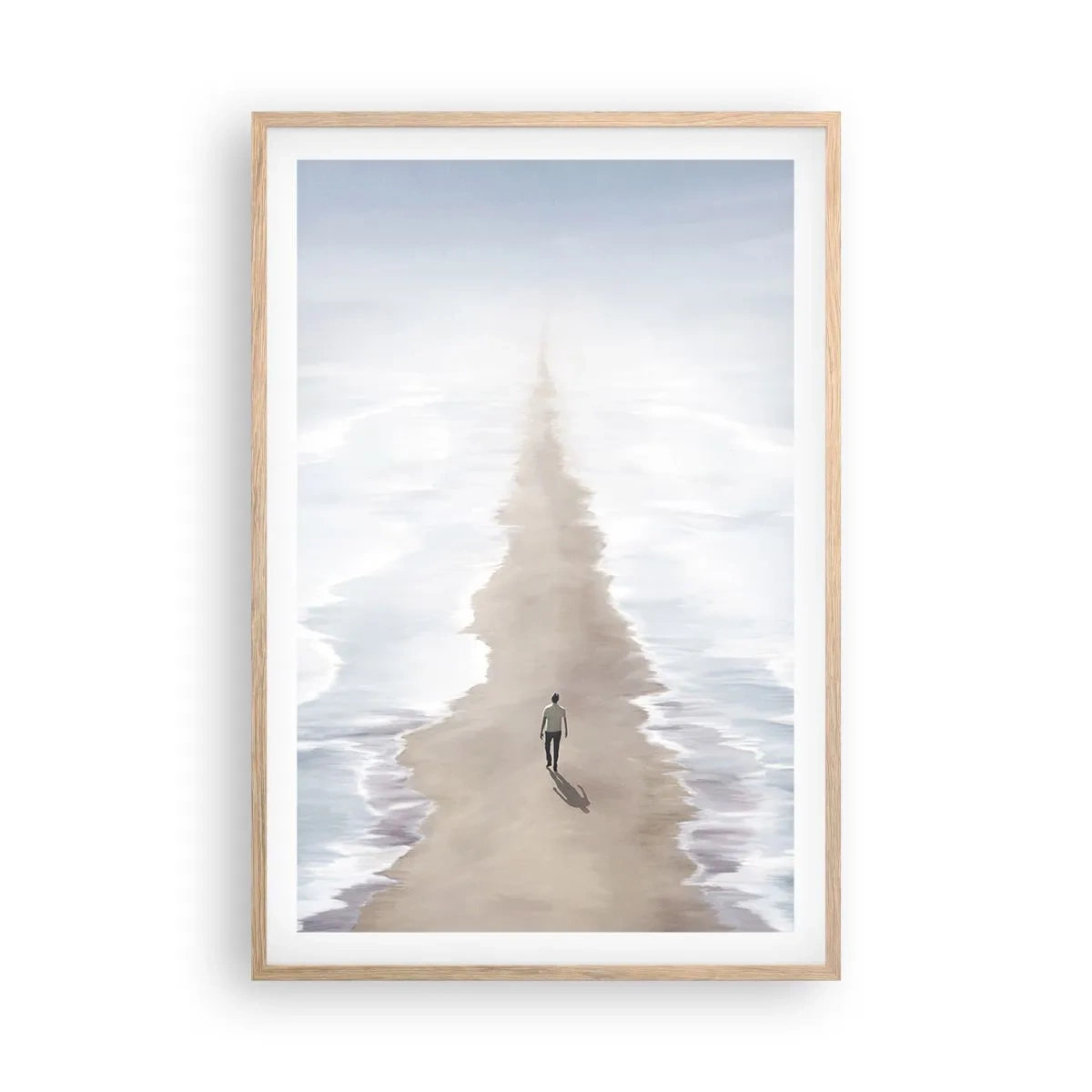 Plakat i ramme af lyst egetræ - Lys fremtid - 61x91 cm
