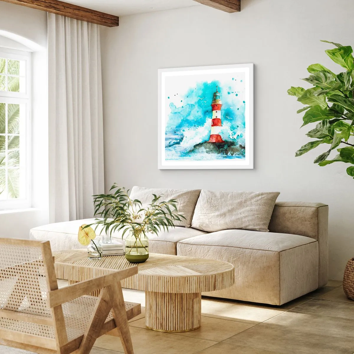 Plakat i hvid ramme - Elementernes enhed - 50x50 cm