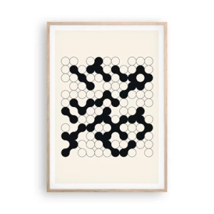 Plakat i ramme af lyst egetræ - Kinesisk spil - variation - 70x100 cm
