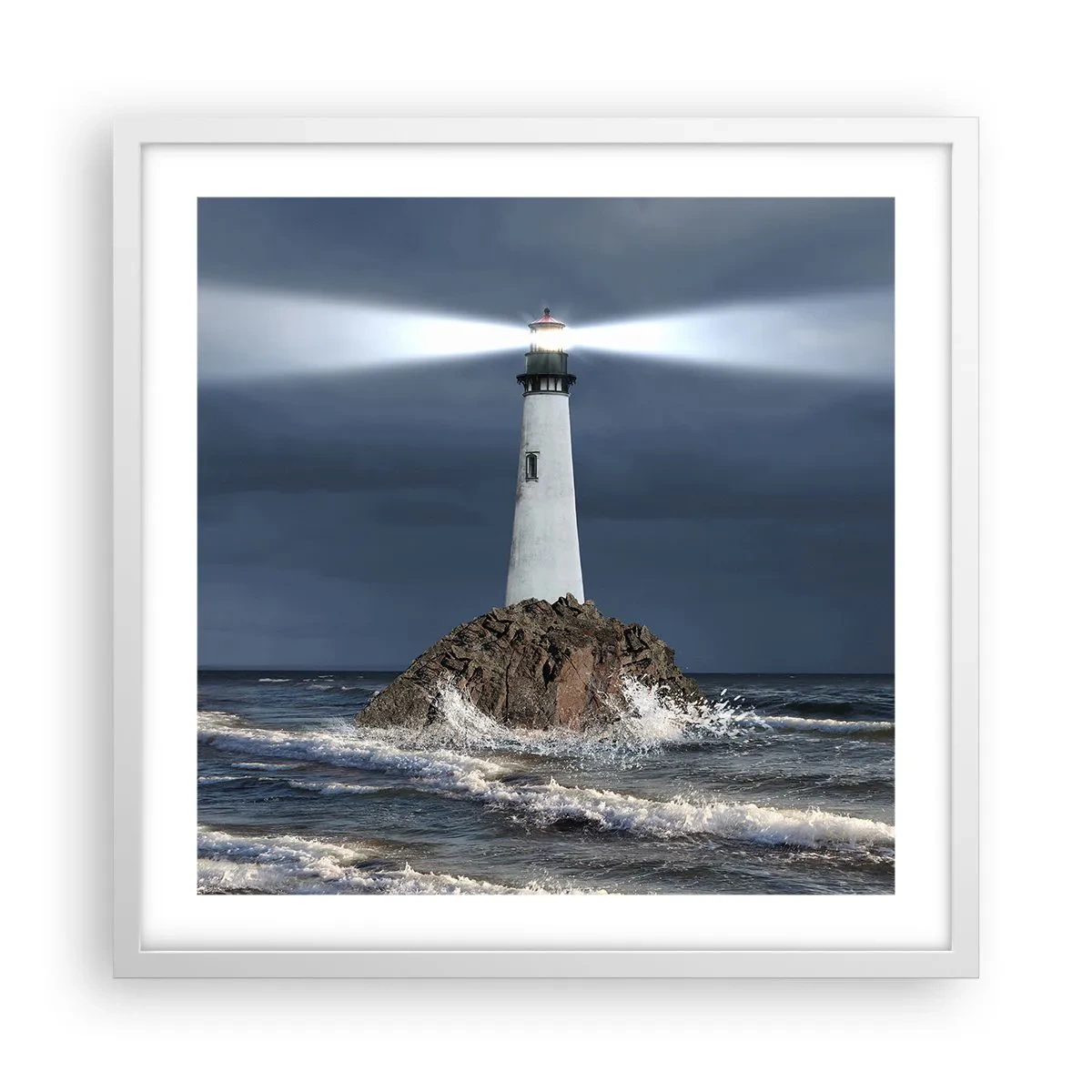 Plakat i hvid ramme - Her...her...her! - 50x50 cm