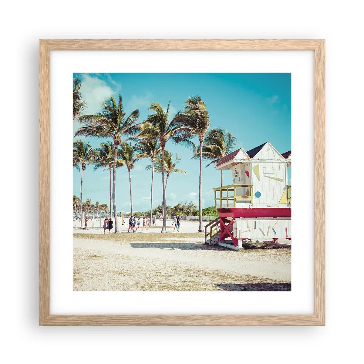 Plakat i ramme af lyst egetræ - En smuk dag foran dig - 40x40 cm