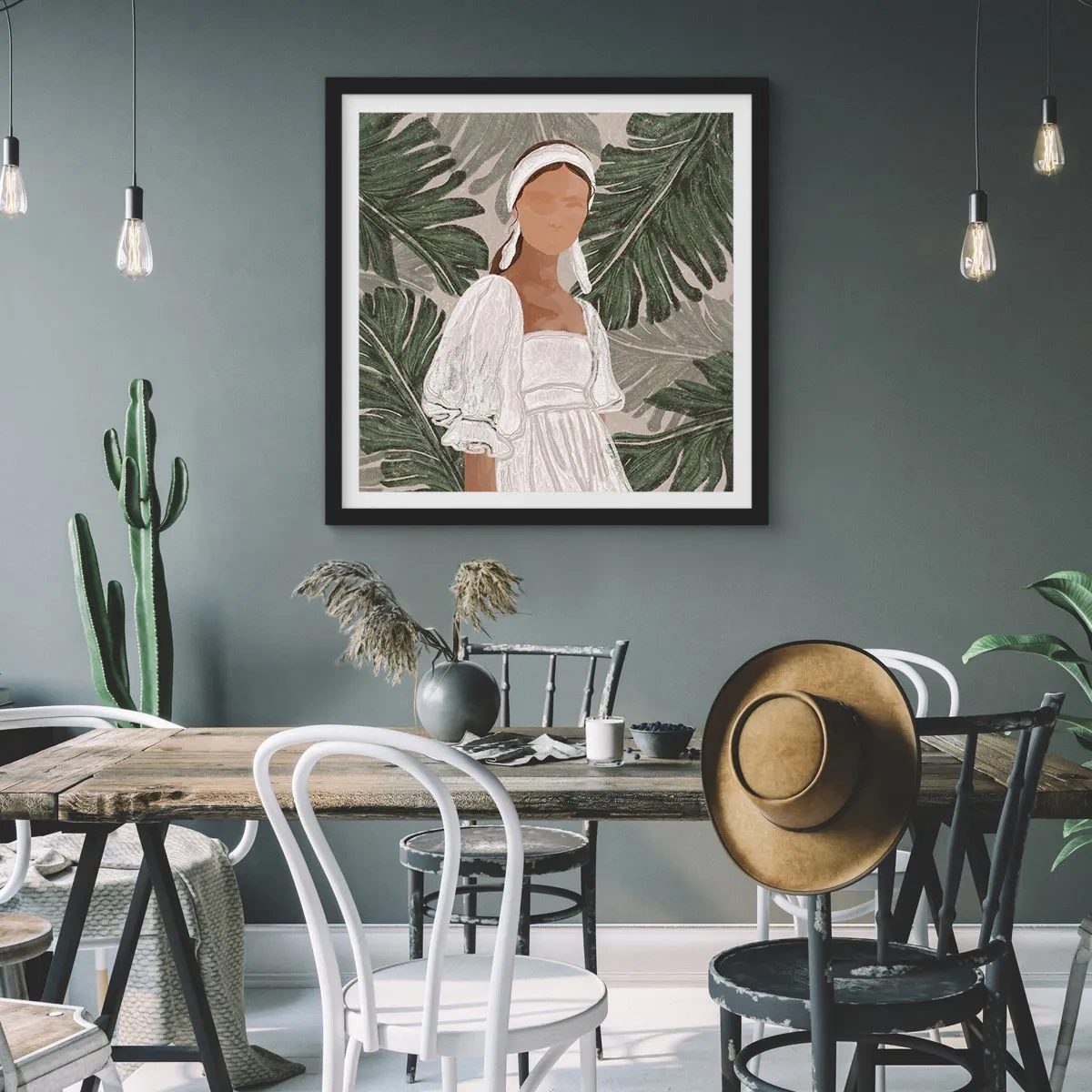 Plakat i sort ramme - Eksotisk portræt - 40x40 cm