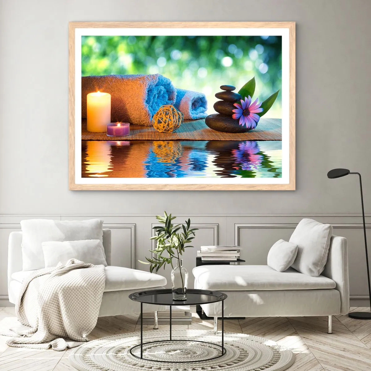 Plakat i ramme af lyst egetræ - Tid til kroppen - 40x30 cm