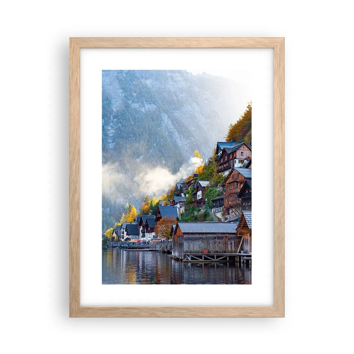 Plakat i ramme af lyst egetræ - Alpine climes - 30x40 cm