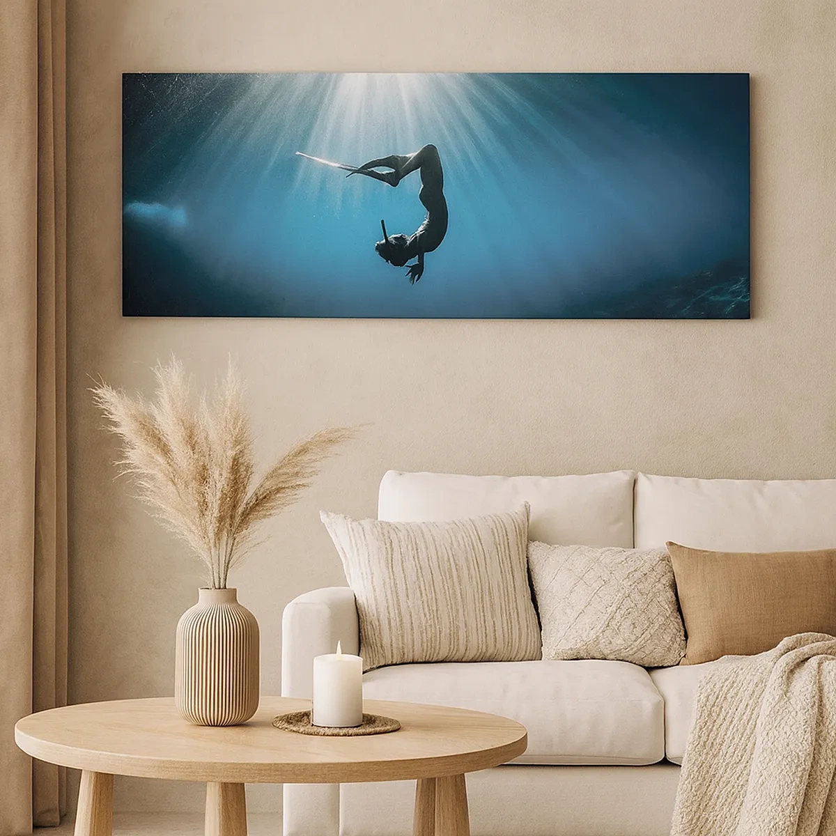 Lærredstryk - Billede på lærred - Undervandsdans - 30x30 cm