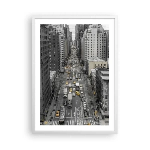 Plakat i hvid ramme - Livet i New York - 50x70 cm