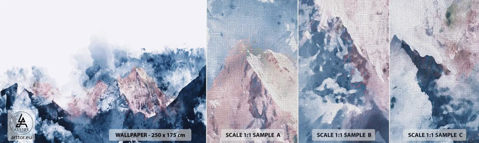 Prøve Fototapet Premium Canvas - Dette er toppene! - Abstraktion, Stykke, Bjerge - 100x30 cm