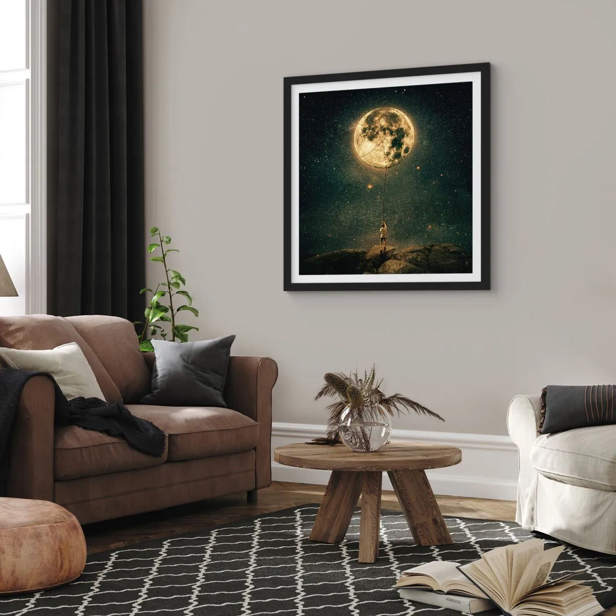 Plakat i sort ramme - En, der stjal månen - 40x40 cm