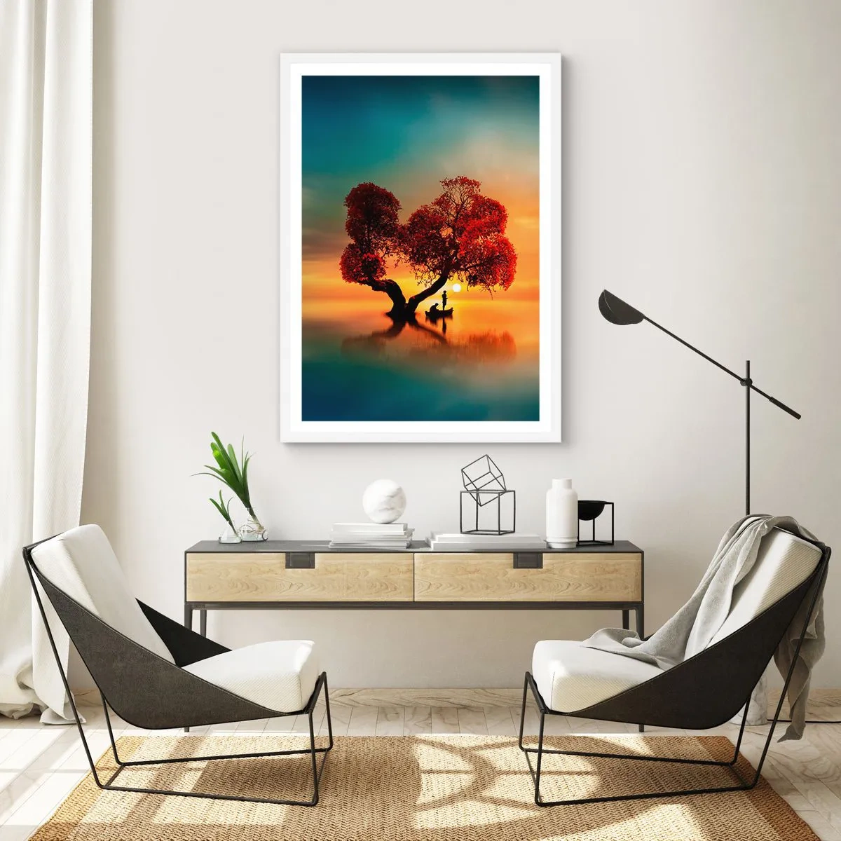 Plakat i hvid ramme - Fjern og tavs verdensløshed - 61x91 cm