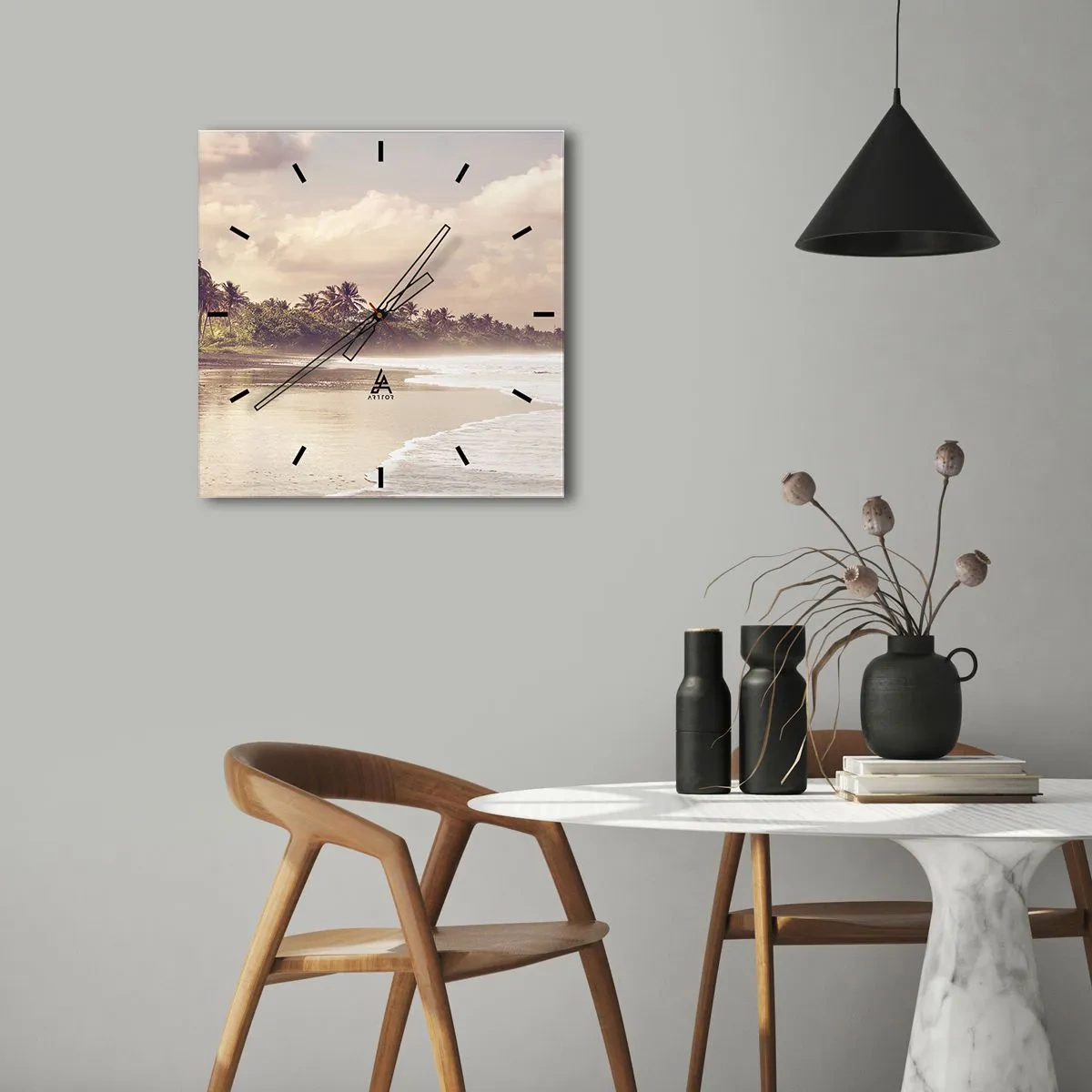Vægur, Uret - Kærtegner bølgerne - 40x40 cm