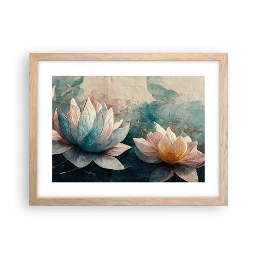 Plakat i ramme af lyst egetræ - Søens stjerner - 40x30 cm