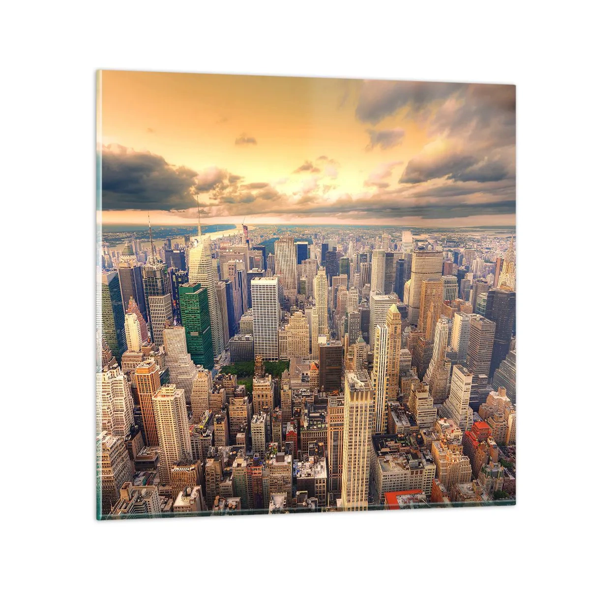 Billede på glas - En forgyldt metropol - 70x70 cm