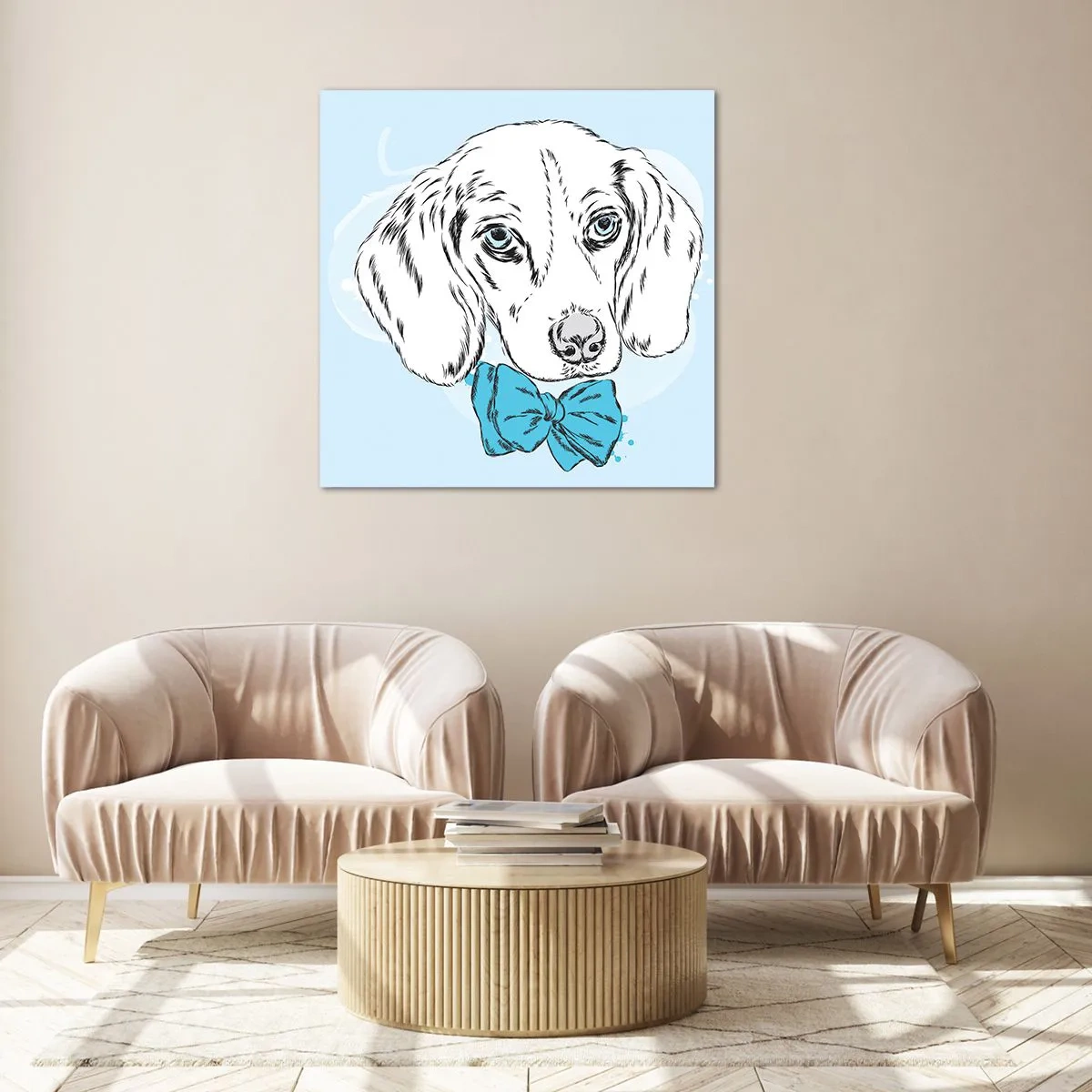 Billede på glas - Elegance for hunde - 50x50 cm