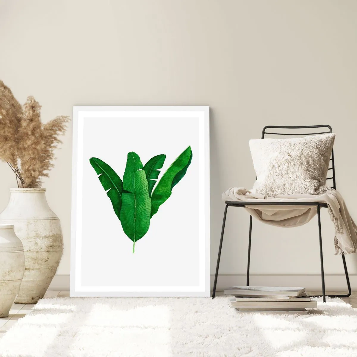 Plakat i hvid ramme - Grøn symmetri - 61x91 cm