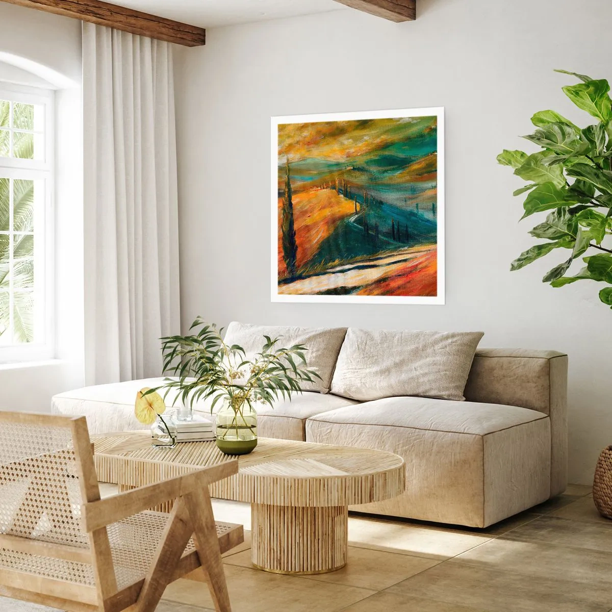 Plakat - Toscansk landskab - 50x50 cm