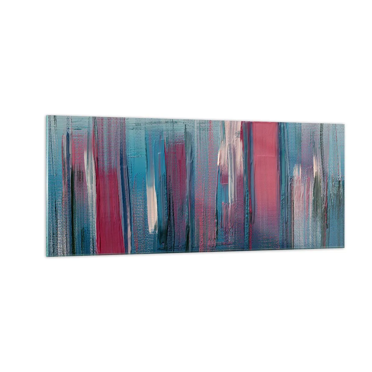 Billede på glas - Lodret komposition i blåt og rødt - 100x40 cm