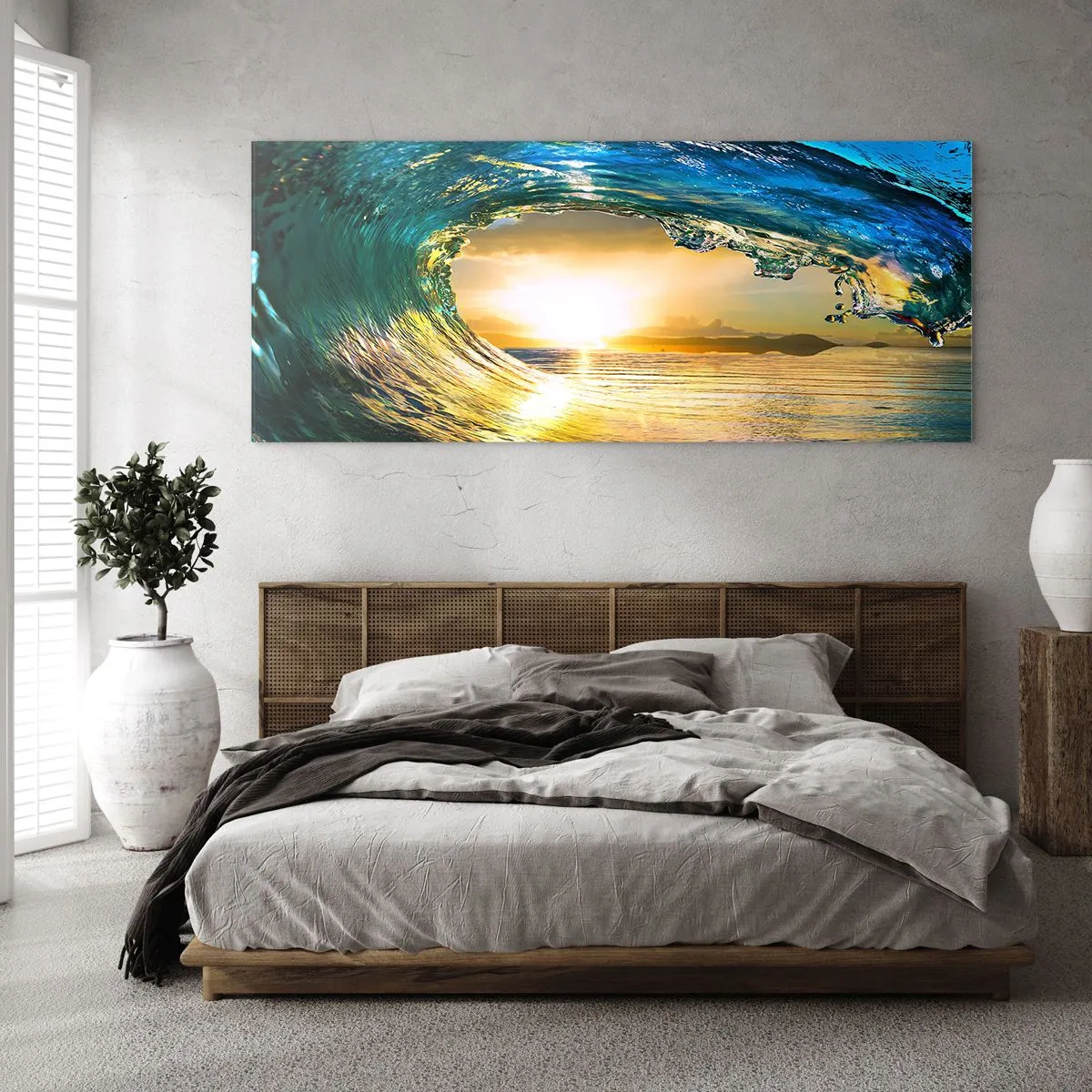 Billede på glas - I smaragdgylden krystal - 90x30 cm
