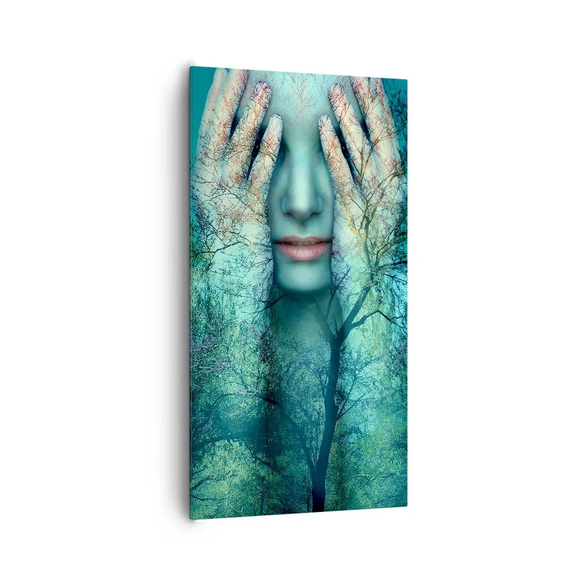 Lærredstryk - Billede på lærred - Nedsænket i blåt - 65x120 cm