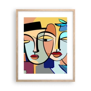 Plakat i ramme af lyst egetræ - Picassos randez vous - 40x50 cm