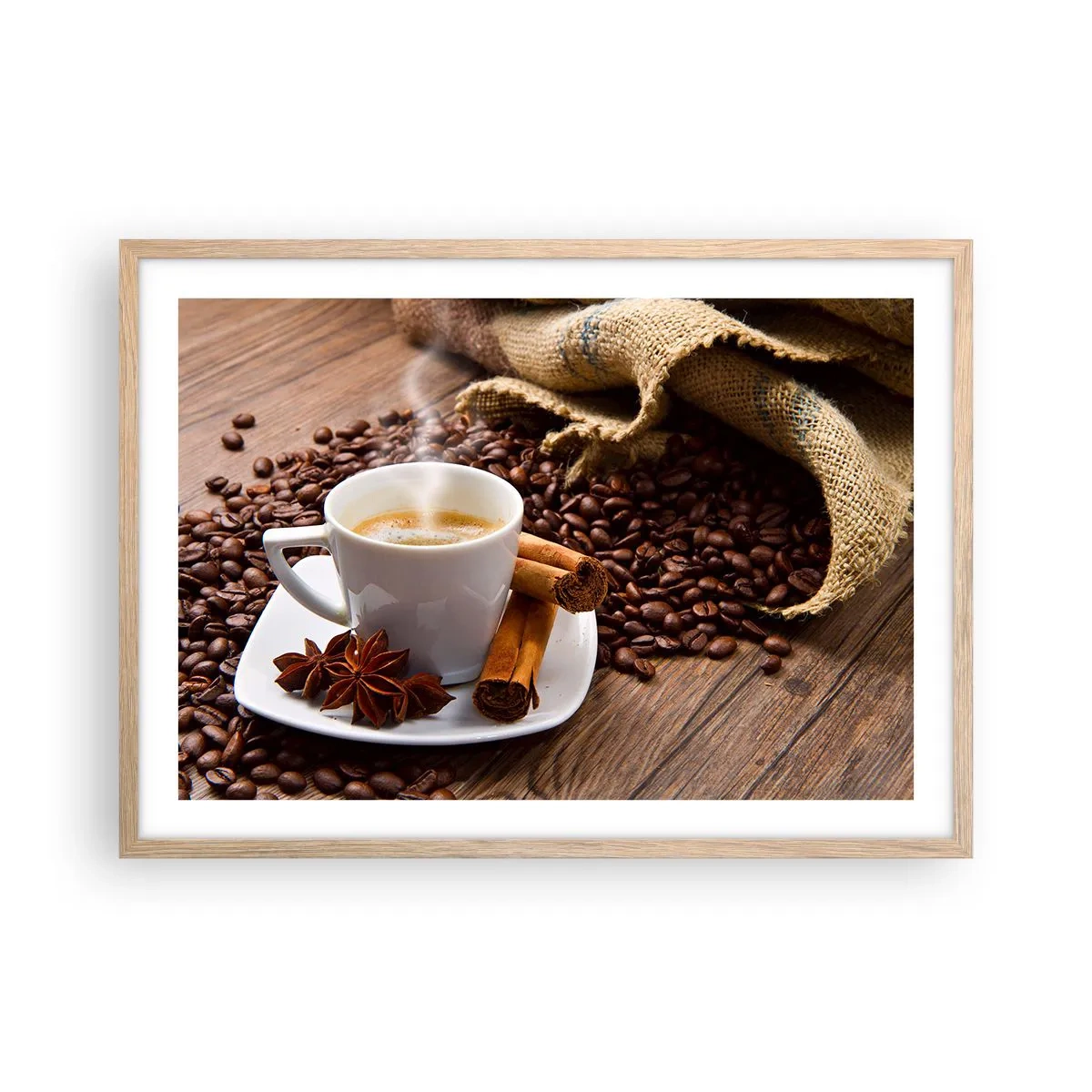 Plakat i ramme af lyst egetræ - Krydret smag og aroma - 70x50 cm