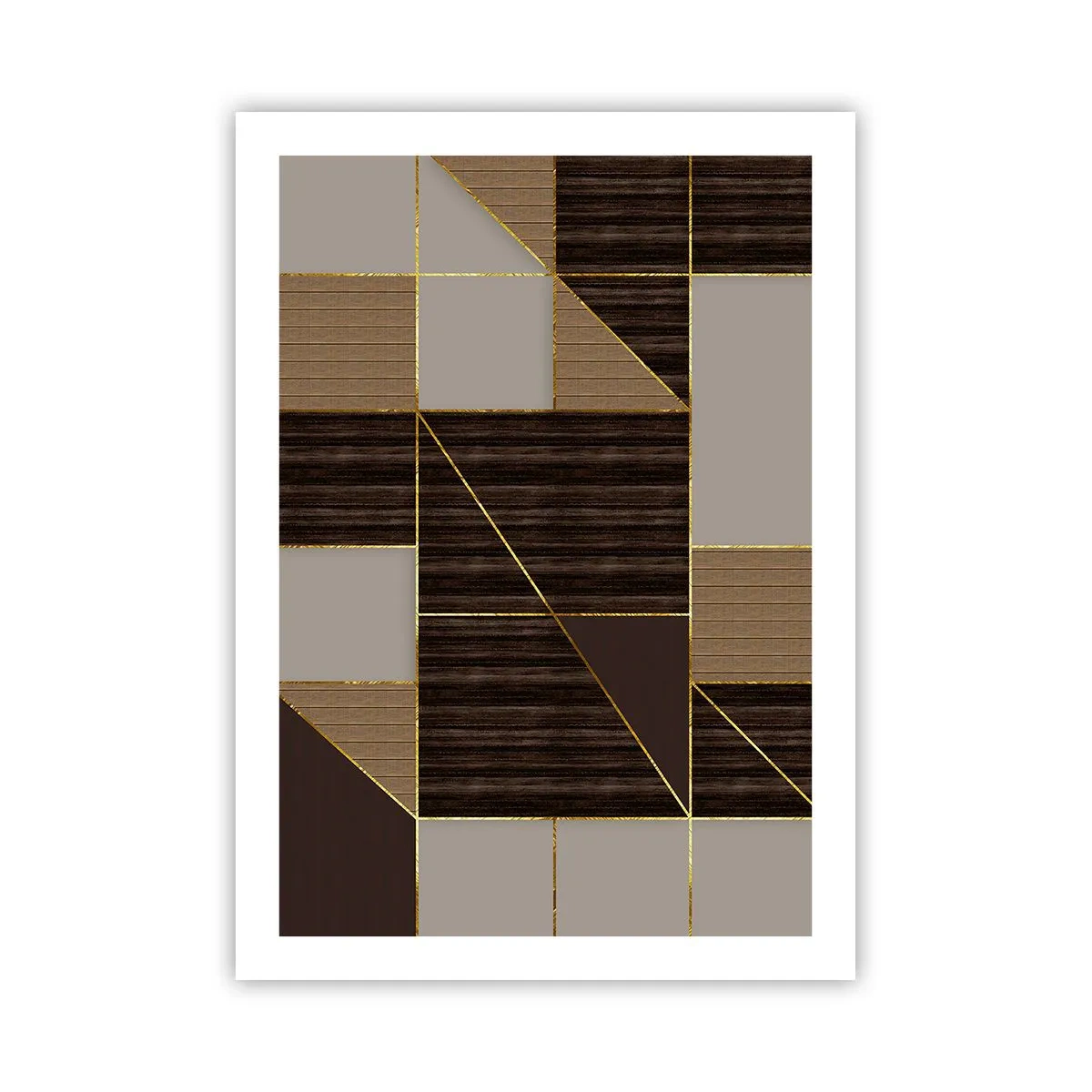 Plakat - En mosaik af brune og gyldne farver - 50x70 cm