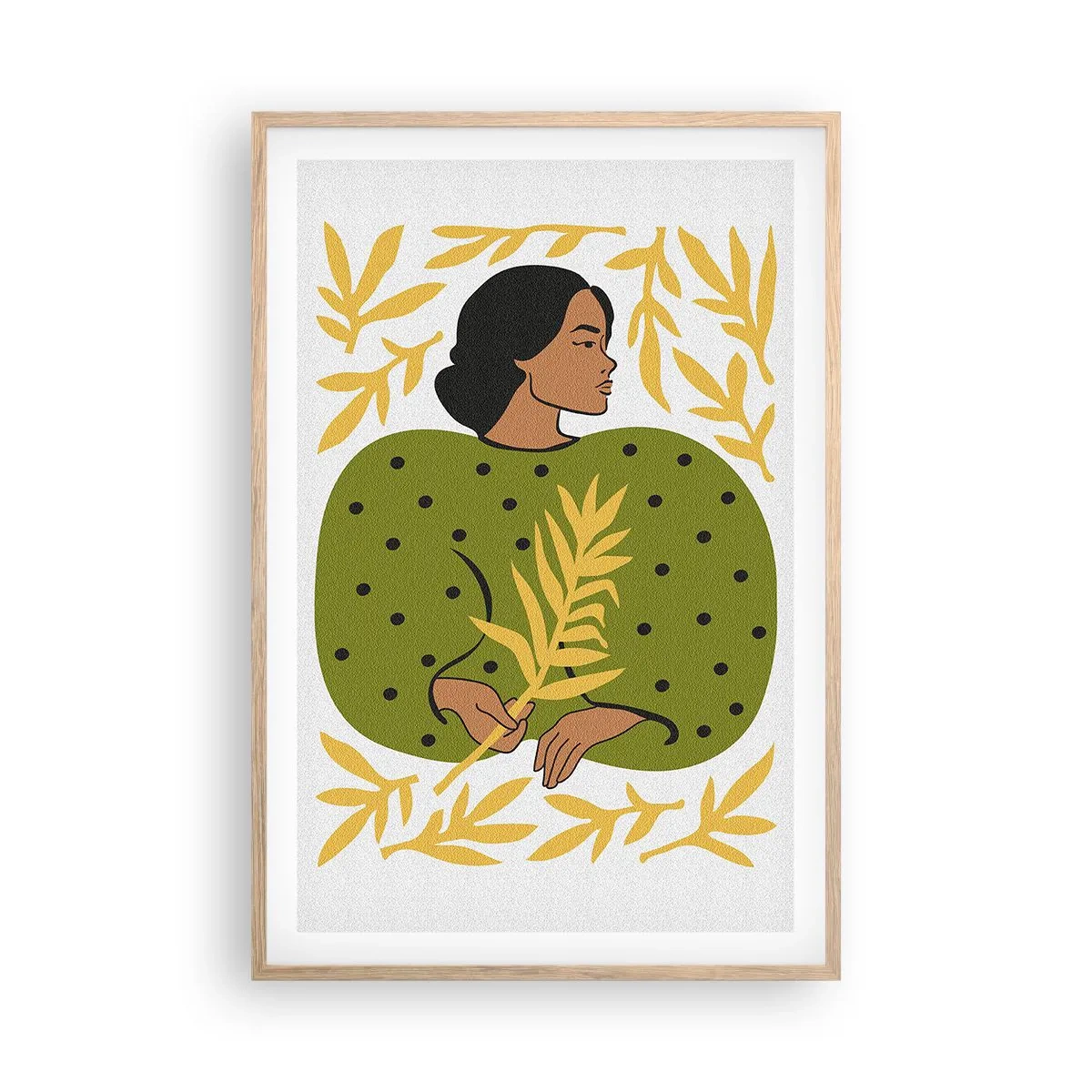 Plakat i ramme af lyst egetræ - Hawaiiansk pige - 61x91 cm