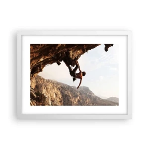 Plakat i hvid ramme - Verden skrumpede ind i en håndfuld på en klippeskrænt - 40x30 cm