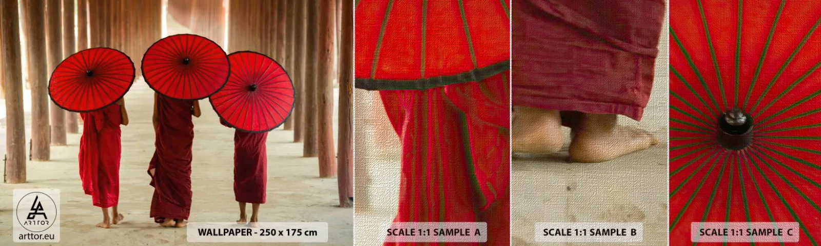 Prøve Fototapet Premium Canvas - På vej til det rene land - Asien, Burma, Kvinder - 100x30 cm