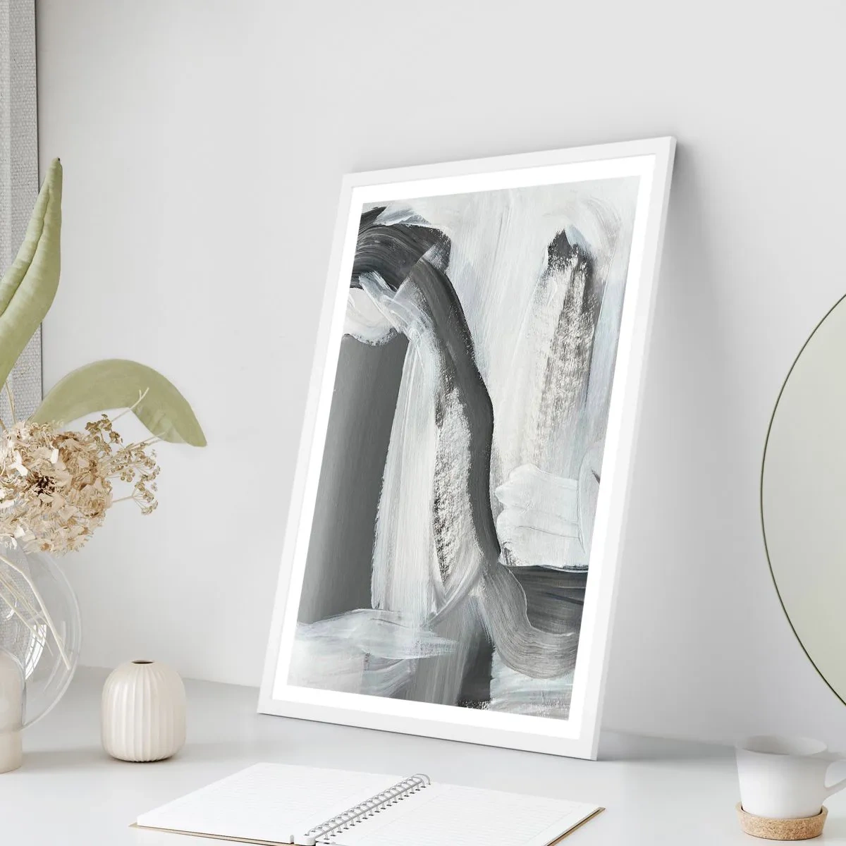 Plakat i hvid ramme - Med beslutsom bevægelse - 70x100 cm