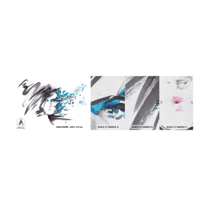 Prøve Fototapet Premium Canvas - Sensuelt portræt i grå og blå farver - Kvinde, Kvindens ansigt, Abstraktion - 100x30 cm