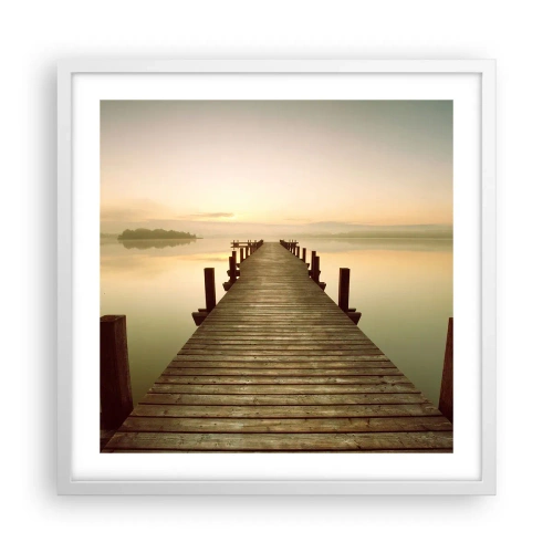 Plakat i hvid ramme - Før daggry, daggry, lys - 50x50 cm