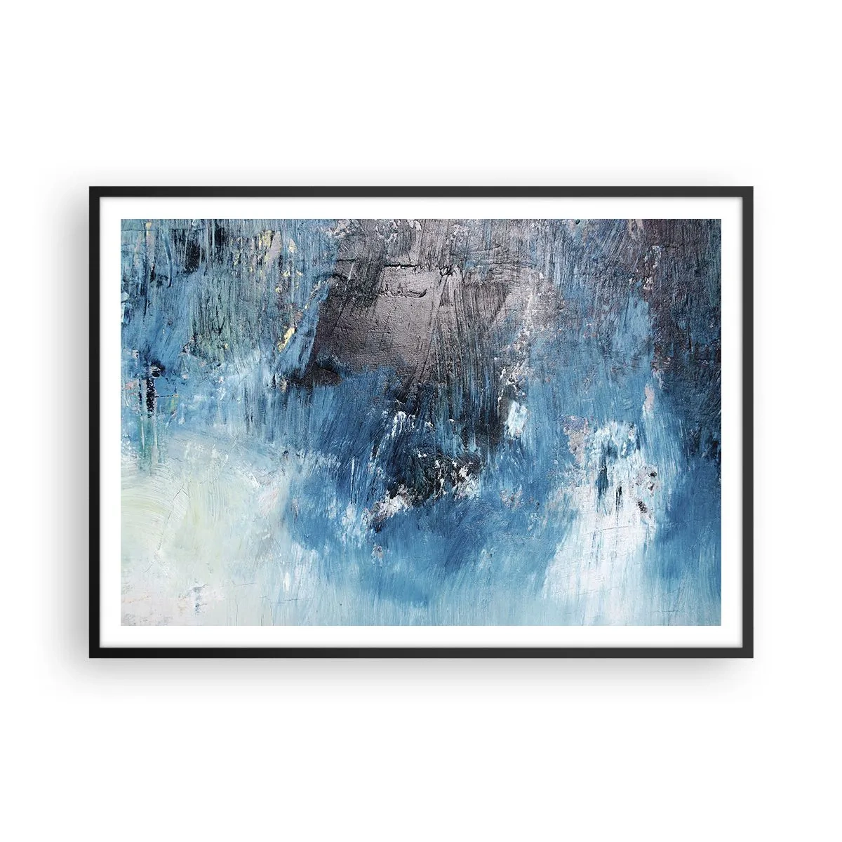 Plakat i sort ramme - Blå rapsodi - 100x70 cm