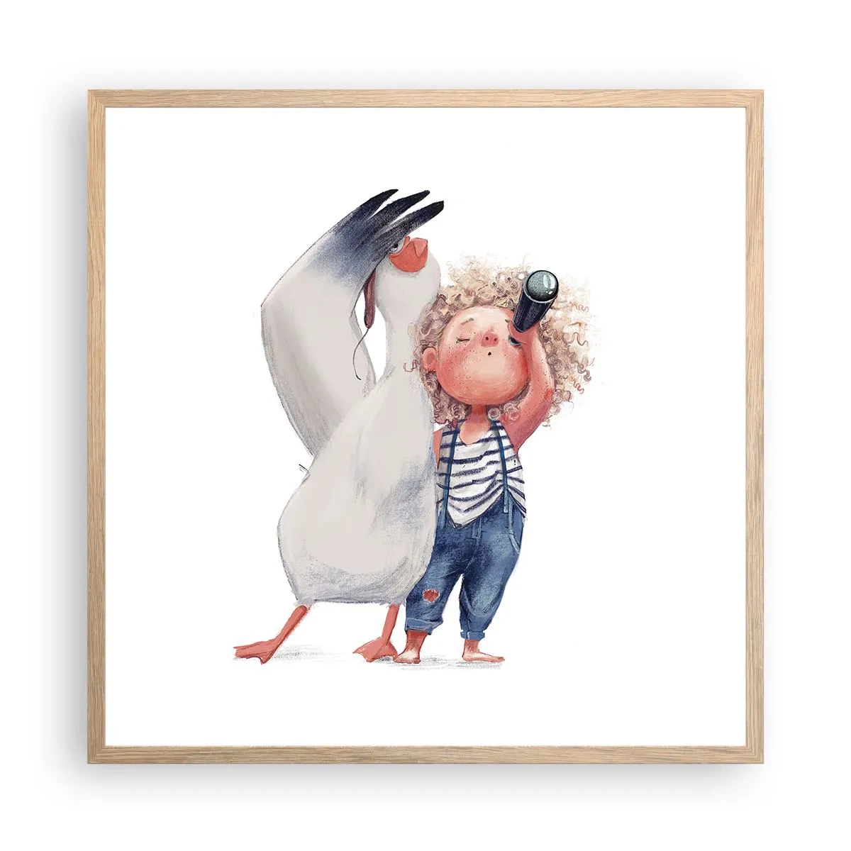 Plakat i ramme af lyst egetræ - En plan for en fantastisk rejse - 60x60 cm