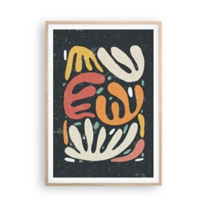 Plakat i ramme af lyst egetræ - Komposition - jeg er ved at fange dig - 70x100 cm