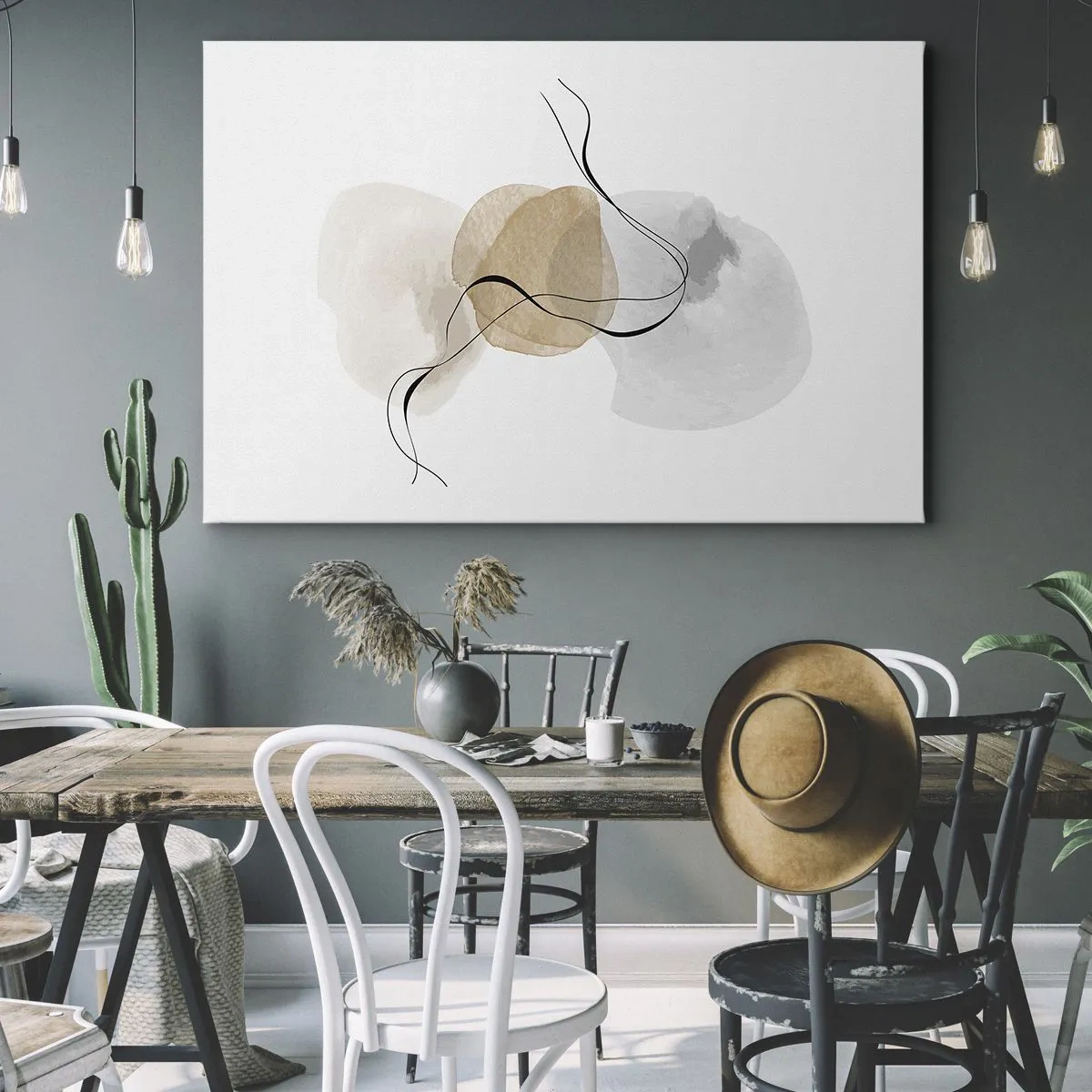 Lærredstryk - Billede på lærred - Perler i luften - 120x80 cm