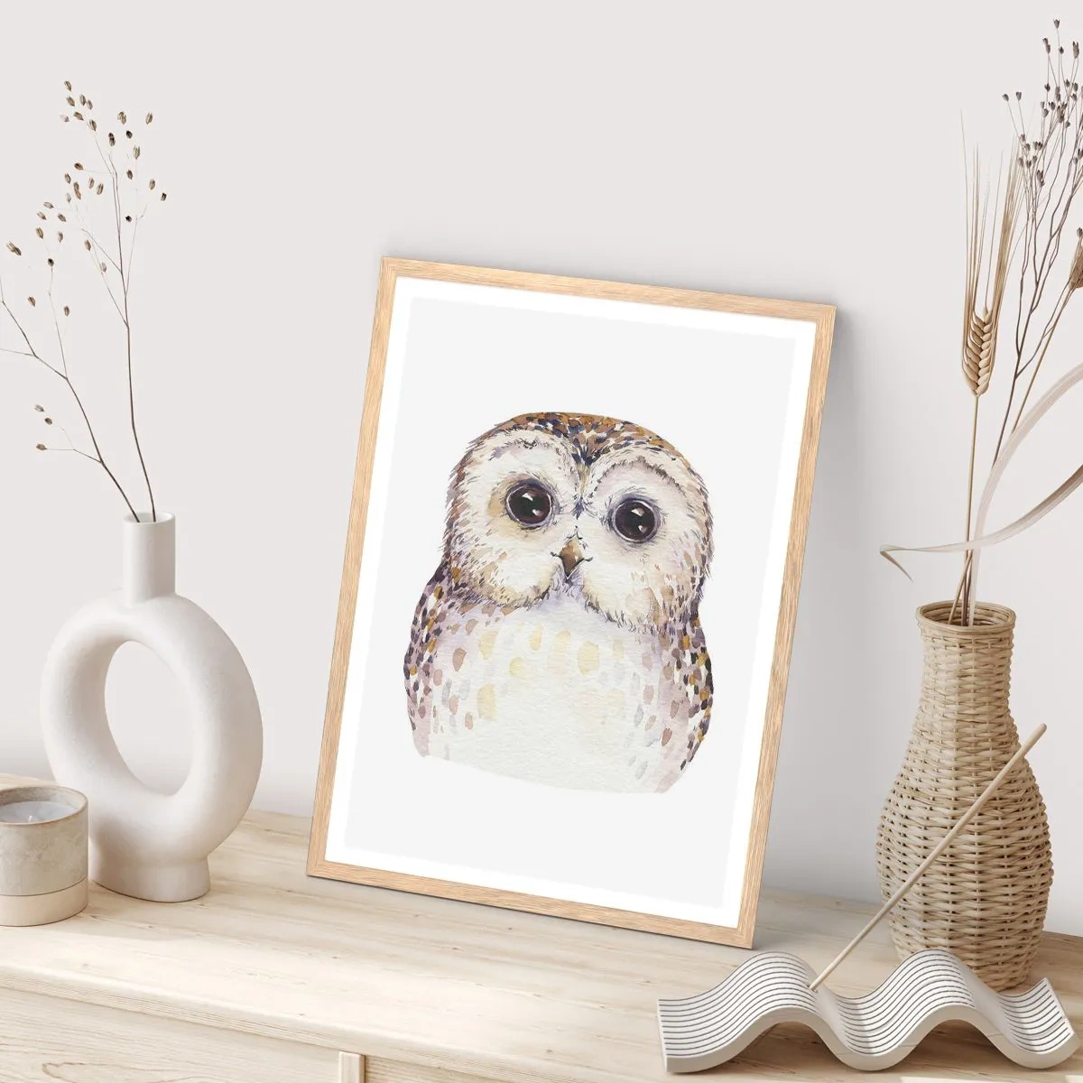 Plakat i ramme af lyst egetræ - Se mig i øjnene - 40x50 cm