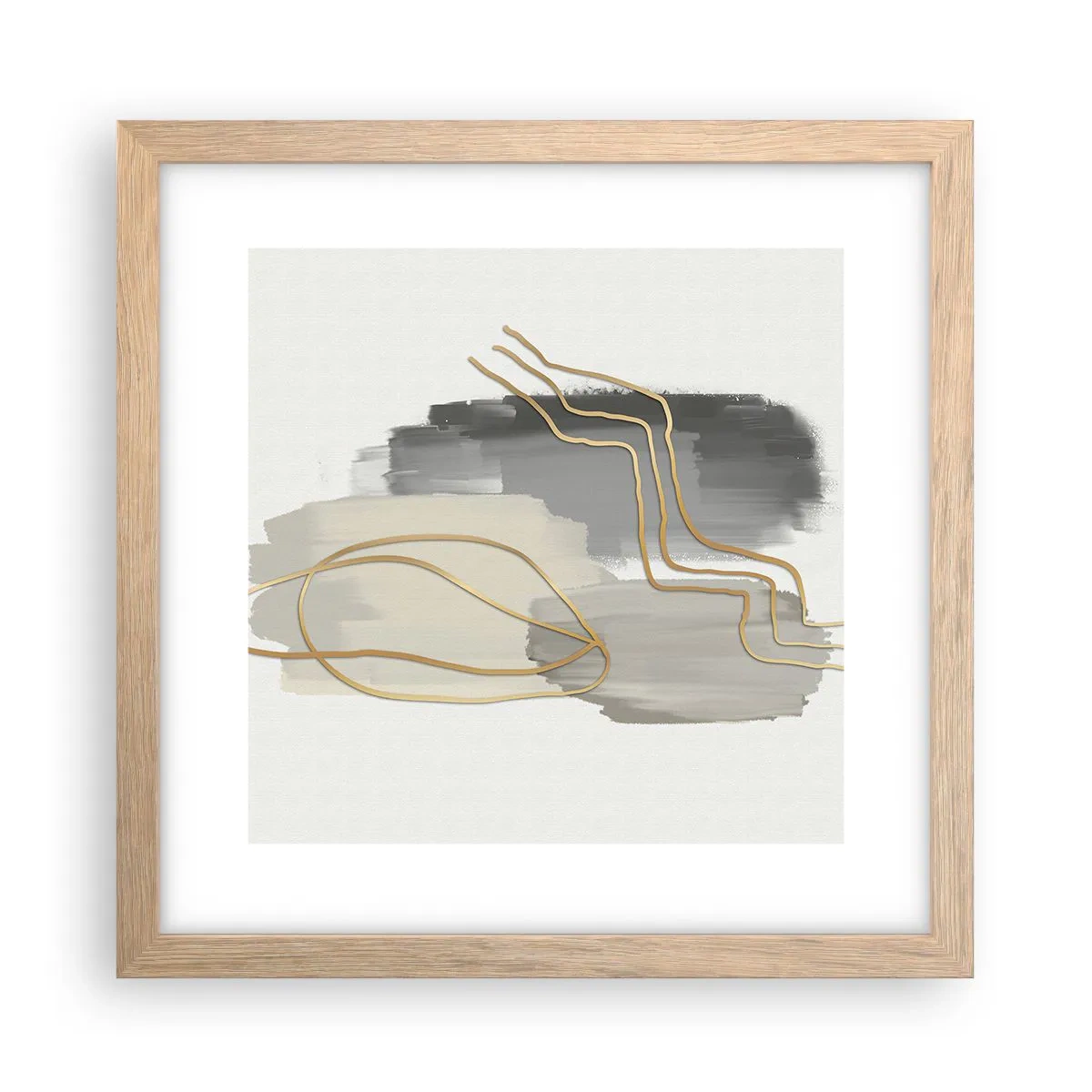 Plakat i ramme af lyst egetræ - Vedholdenhed og bevægelse - 30x30 cm